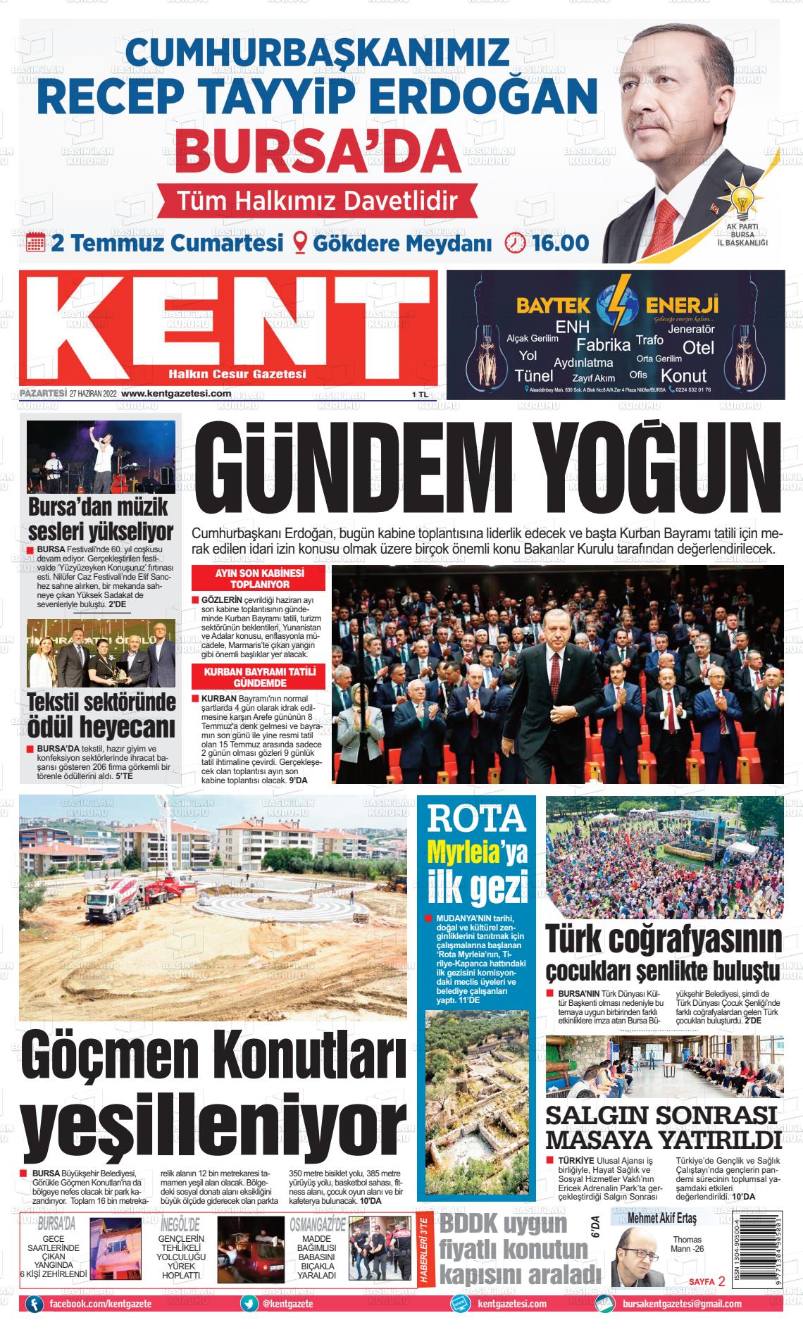 Kent Gazete Manşeti