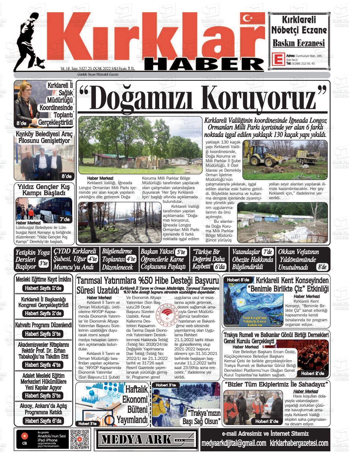 Kırklar Haber Gazete Manşeti