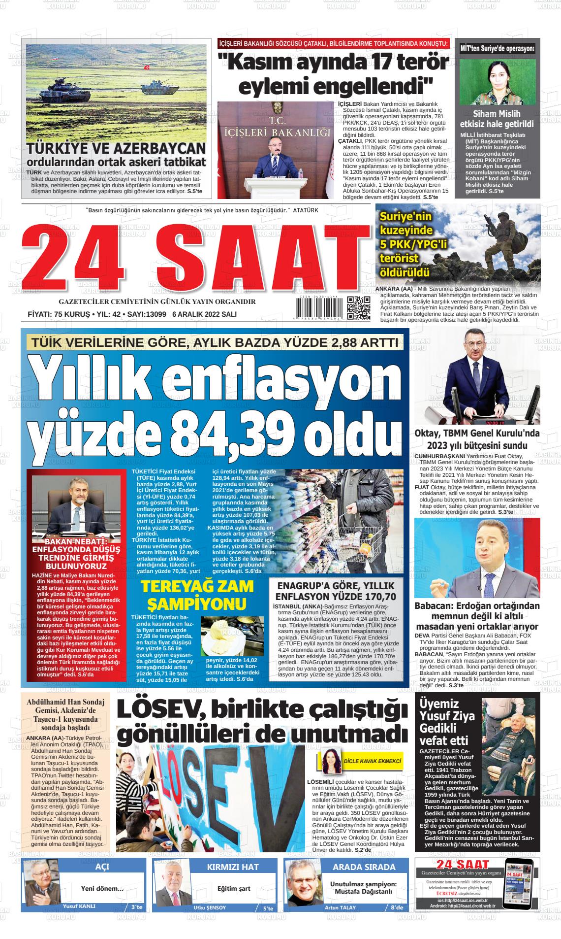 06 Aralık 2022 24 Saat Gazete Manşeti