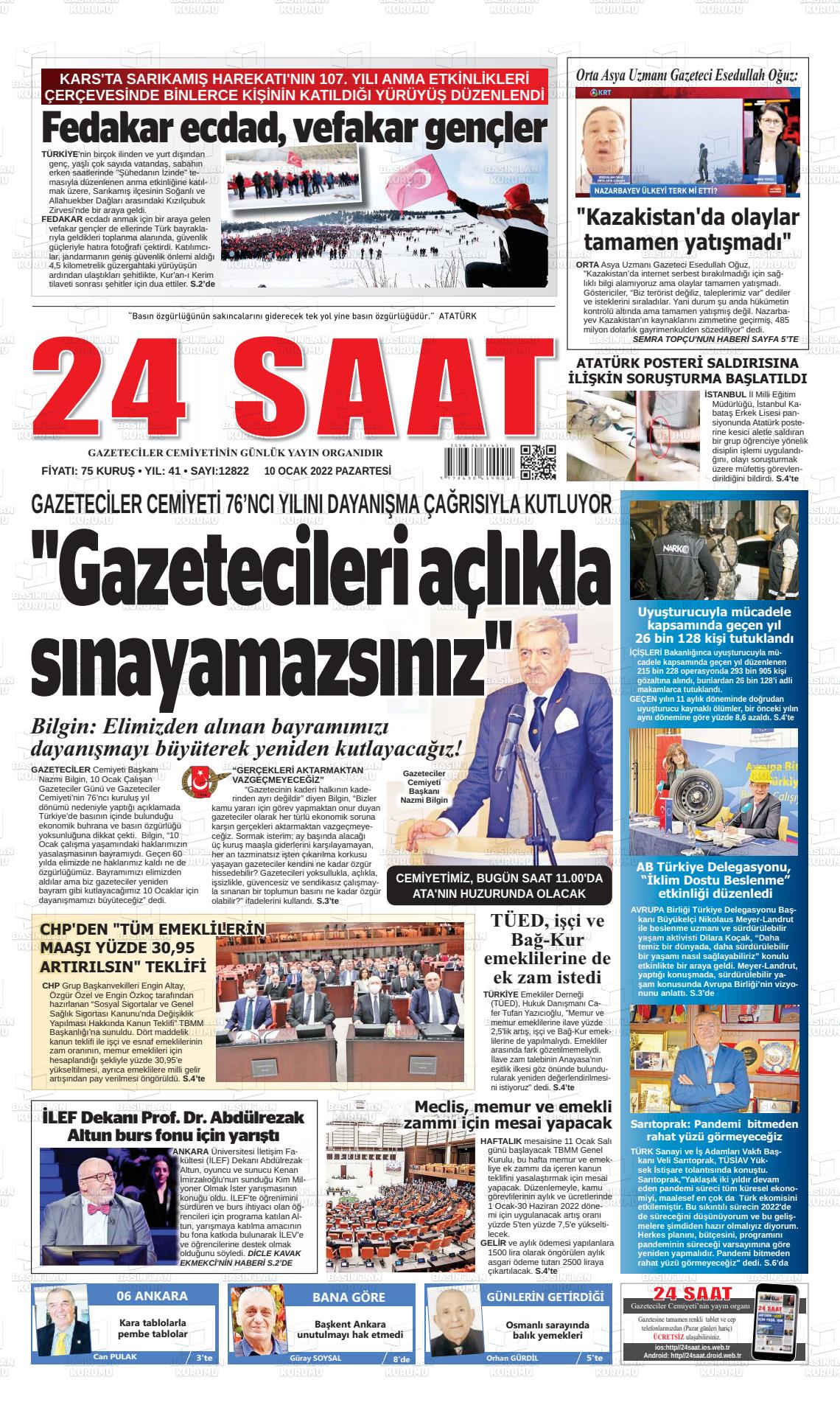 10 Ocak 2022 24 Saat Gazete Manşeti