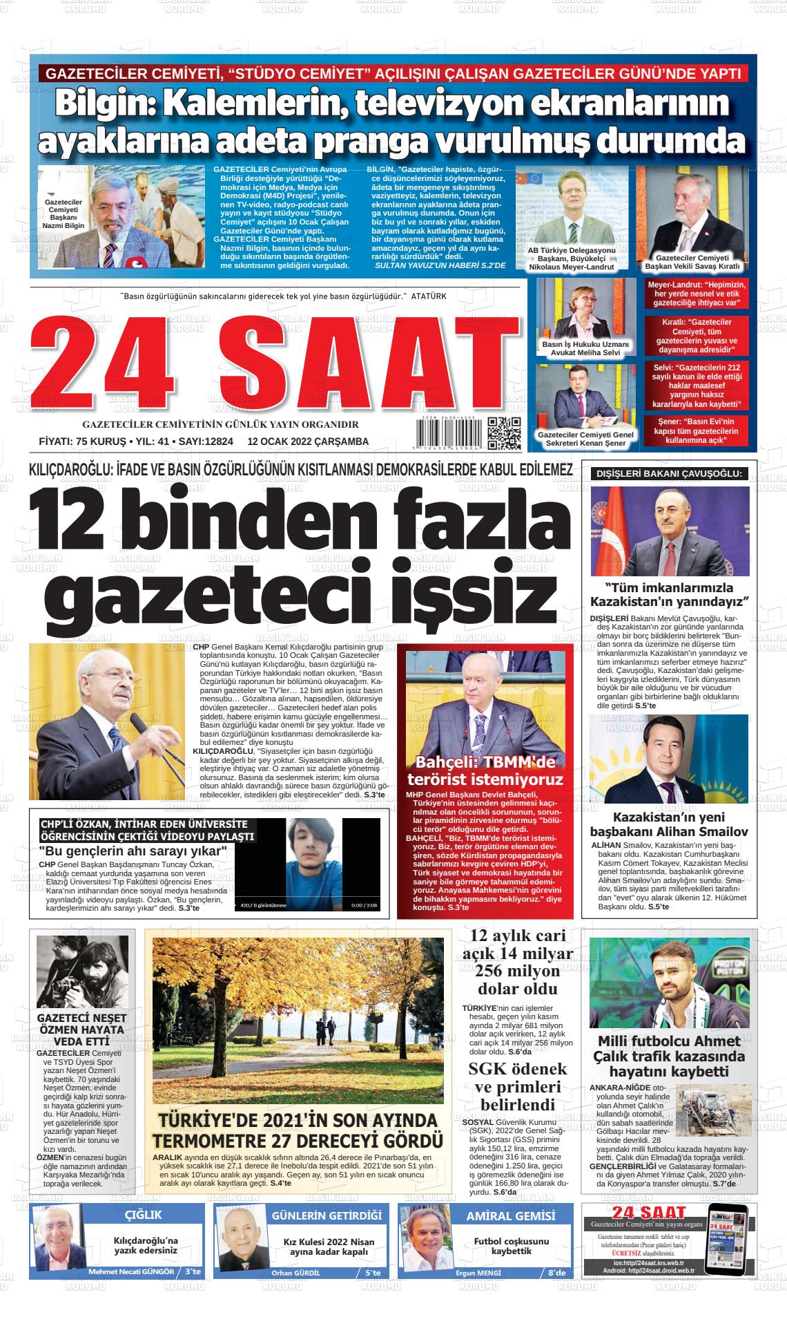 12 Ocak 2022 24 Saat Gazete Manşeti