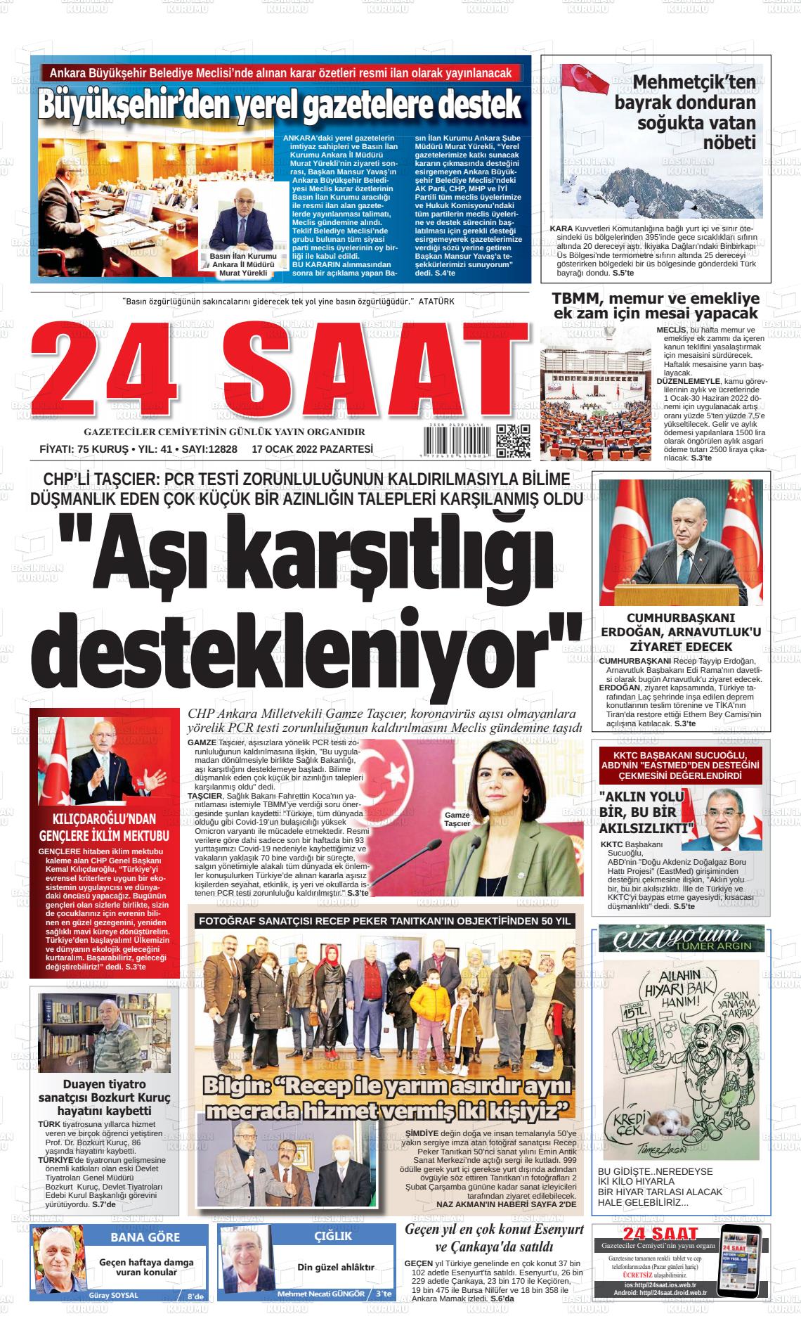 17 Ocak 2022 24 Saat Gazete Manşeti