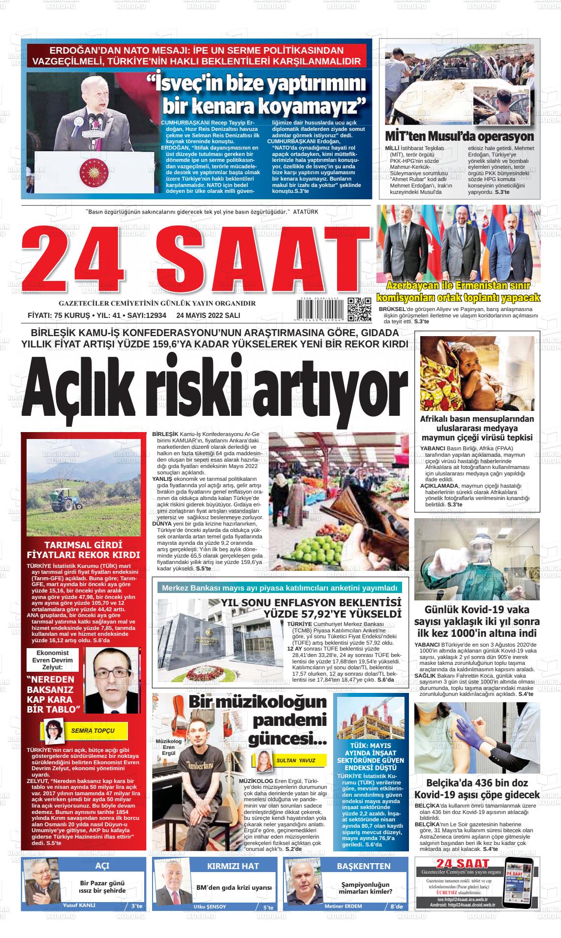 24 Mayıs 2022 24 Saat Gazete Manşeti