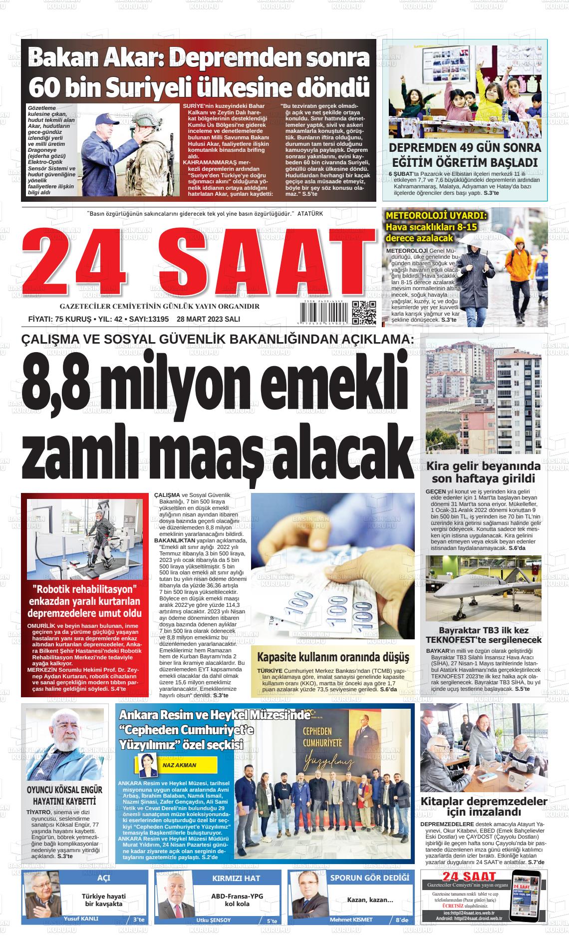 28 Mart 2023 24 Saat Gazete Manşeti
