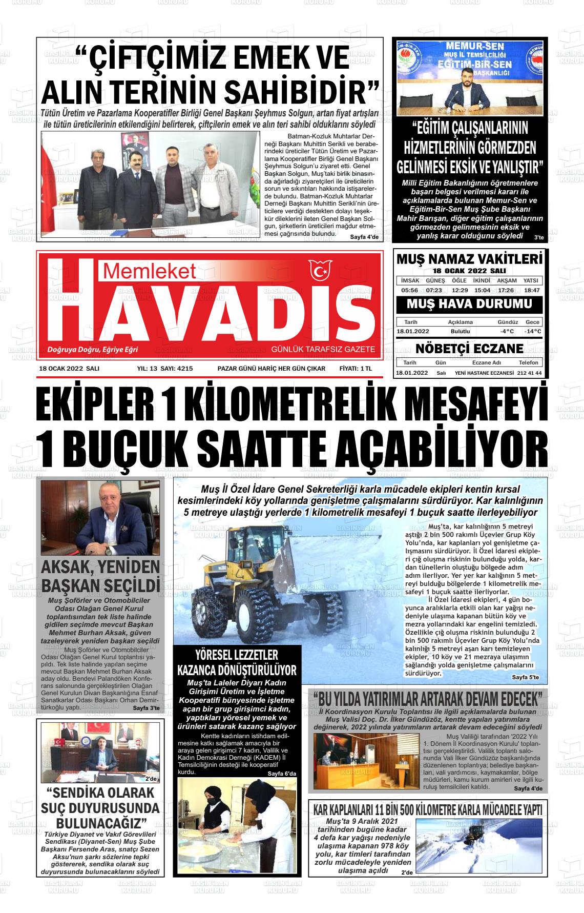 18 Ocak 2022 30 Nisan Gazete Manşeti