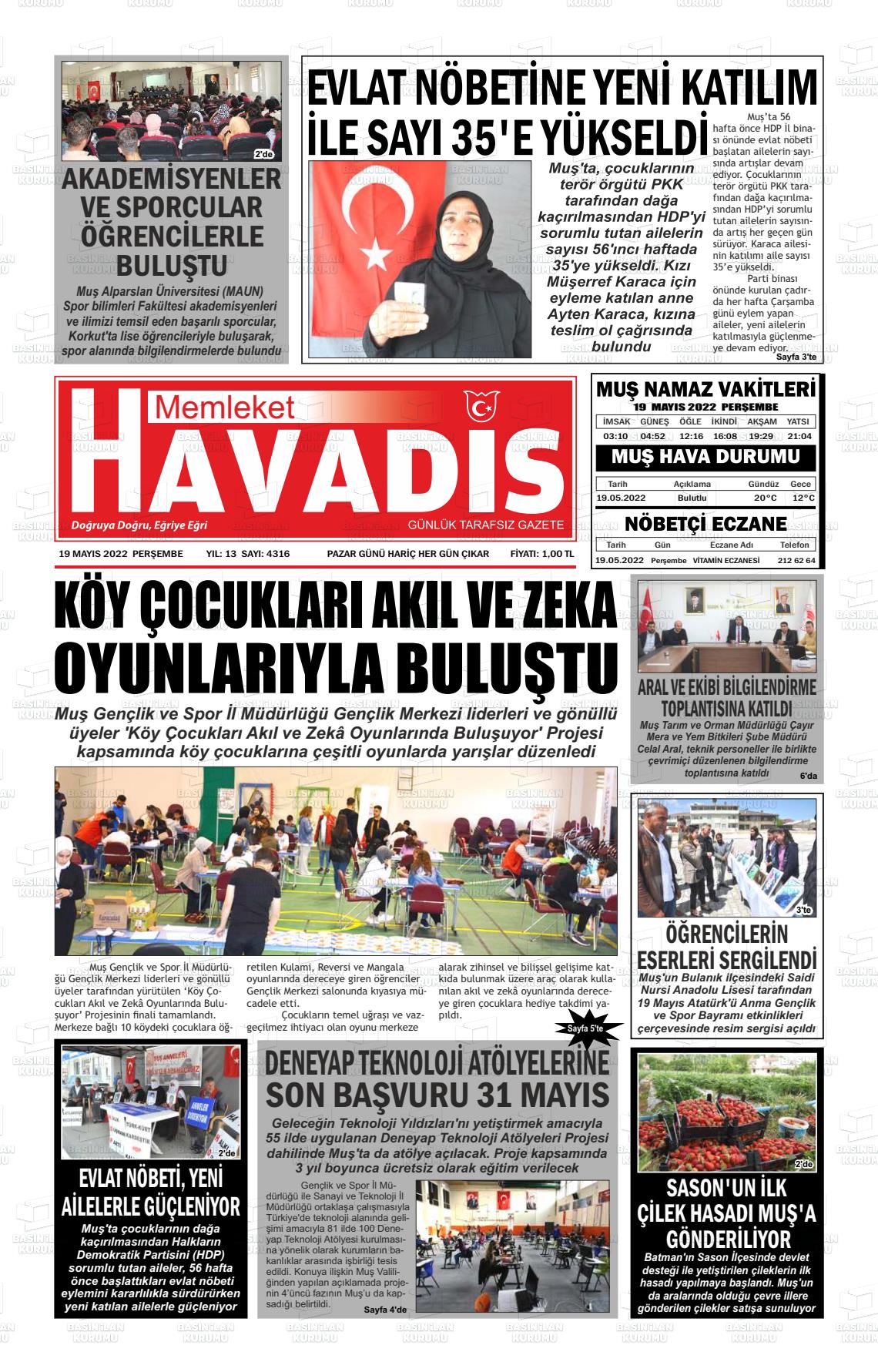 19 Mayıs 2022 30 Nisan Gazete Manşeti