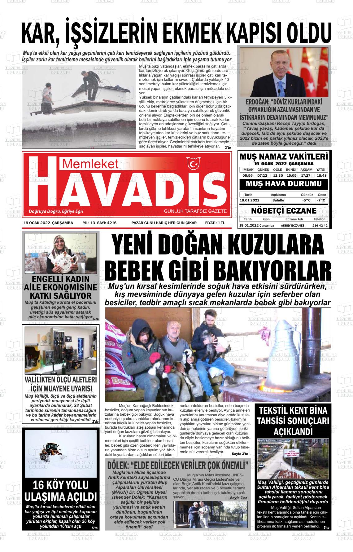 19 Ocak 2022 30 Nisan Gazete Manşeti