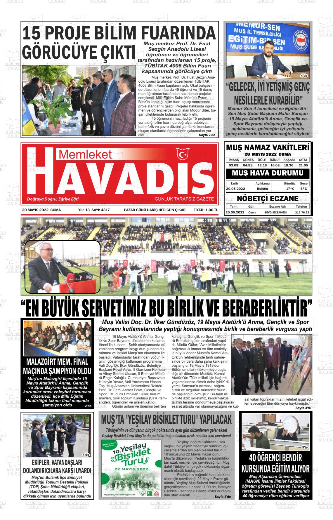 20 Mayıs 2022 30 Nisan Gazete Manşeti