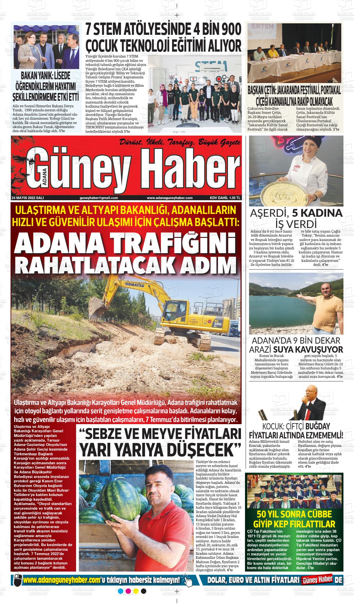 24 Mayıs 2022 Adana Güney Haber Gazete Manşeti