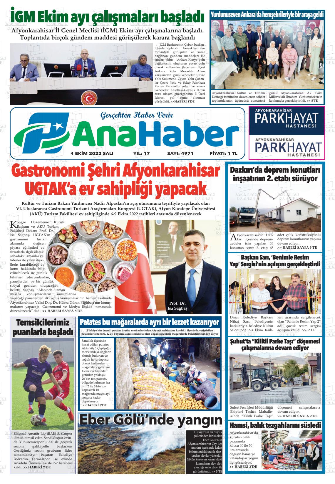 04 Ekim 2022 Anahaber Gazete Manşeti
