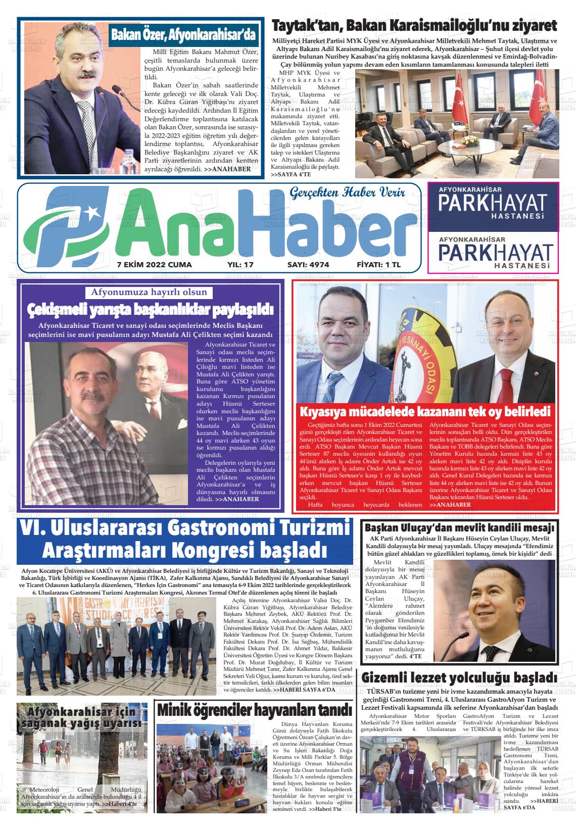 07 Ekim 2022 Anahaber Gazete Manşeti