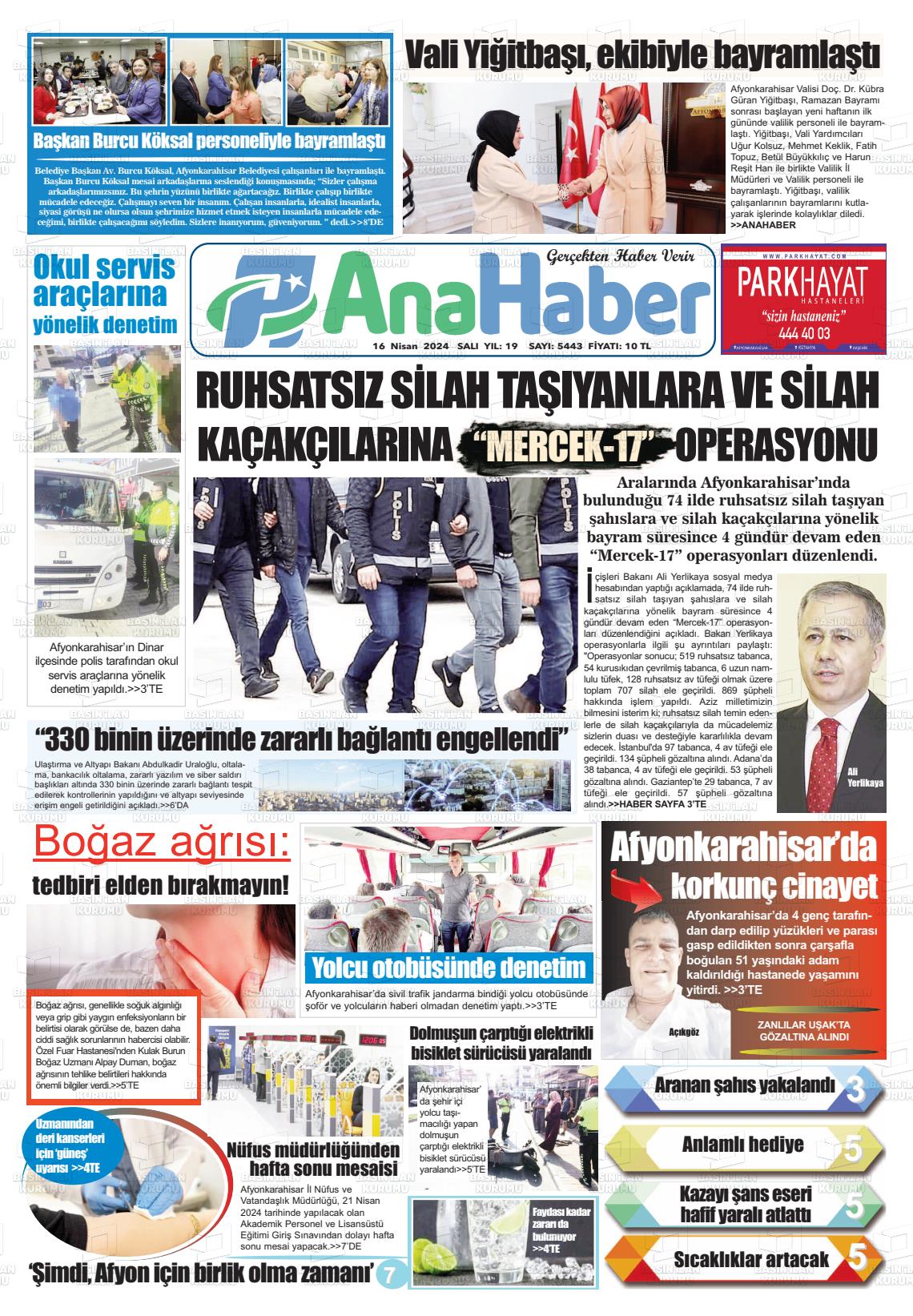 17 Nisan 2024 Anahaber Gazete Manşeti