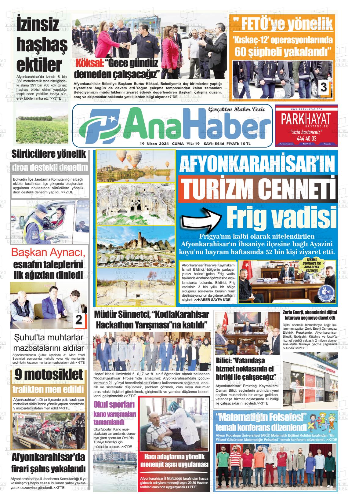 19 Nisan 2024 Anahaber Gazete Manşeti