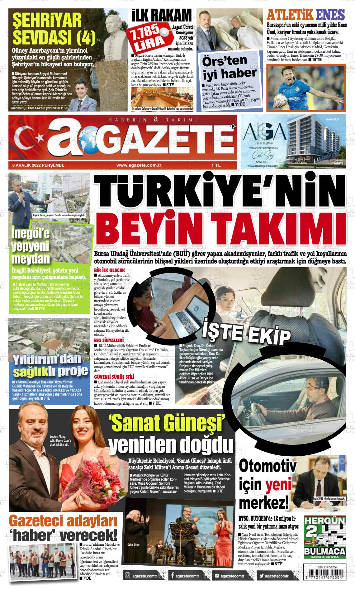 08 Aralık 2022 a gazete Gazete Manşeti