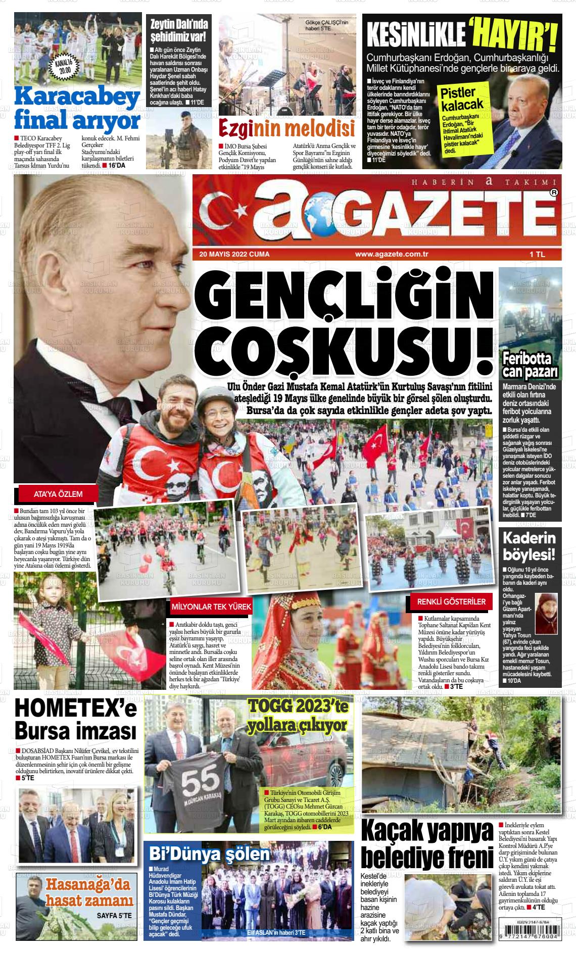 20 Mayıs 2022 a gazete Gazete Manşeti