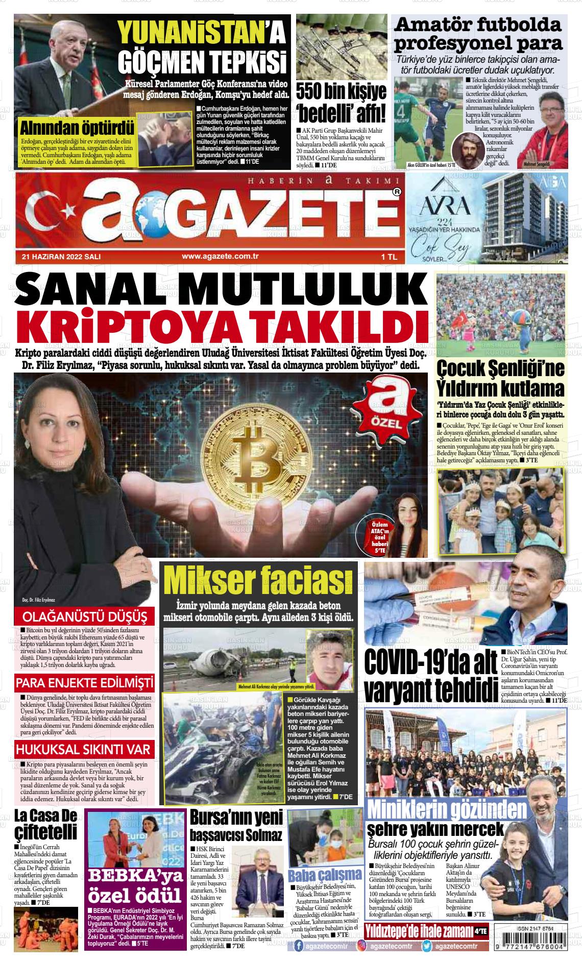 21 Haziran 2022 a gazete Gazete Manşeti