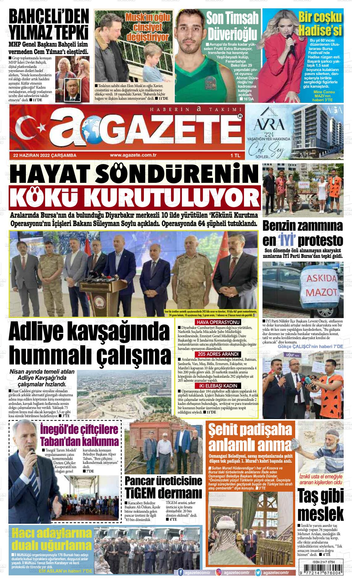 22 Haziran 2022 a gazete Gazete Manşeti
