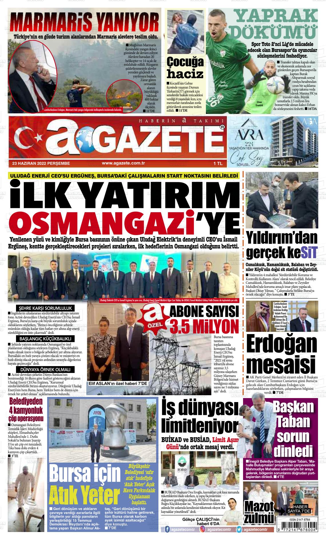 23 Haziran 2022 a gazete Gazete Manşeti