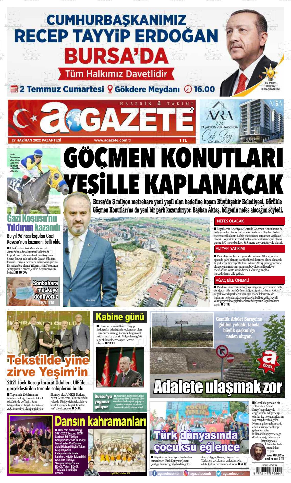 27 Haziran 2022 a gazete Gazete Manşeti