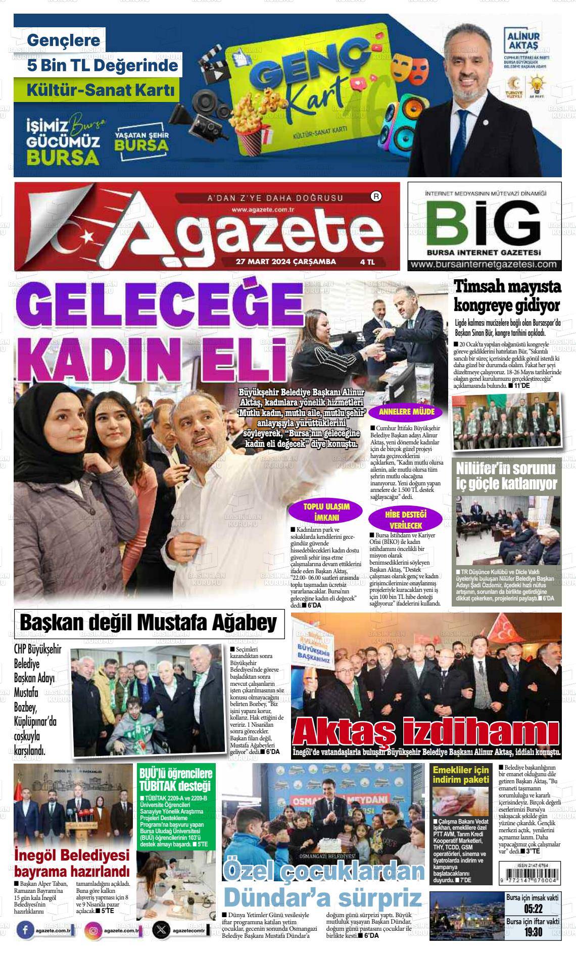 27 Mart 2024 a gazete Gazete Manşeti