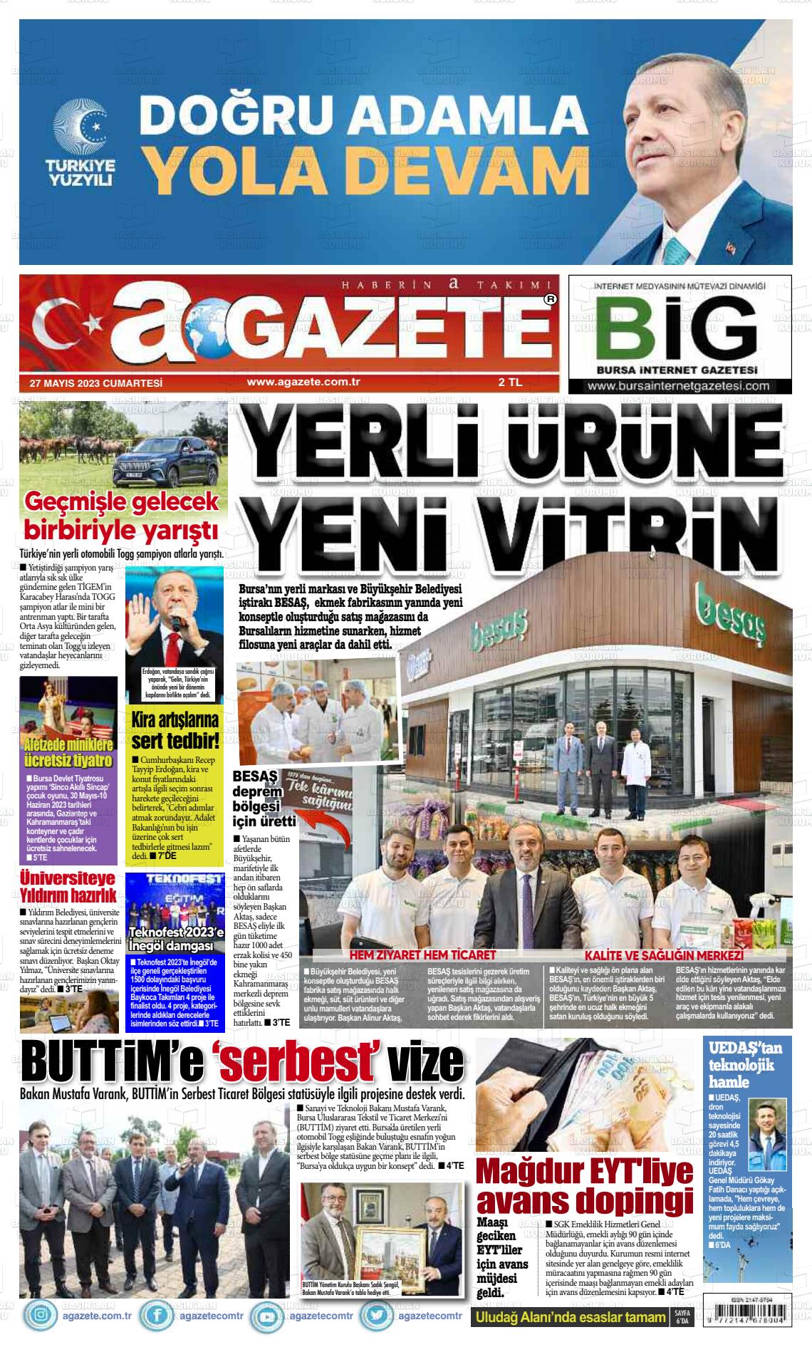 27 Mayıs 2023 a gazete Gazete Manşeti