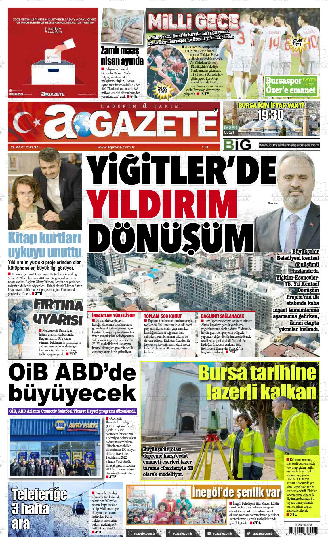 28 Mart 2023 a gazete Gazete Manşeti