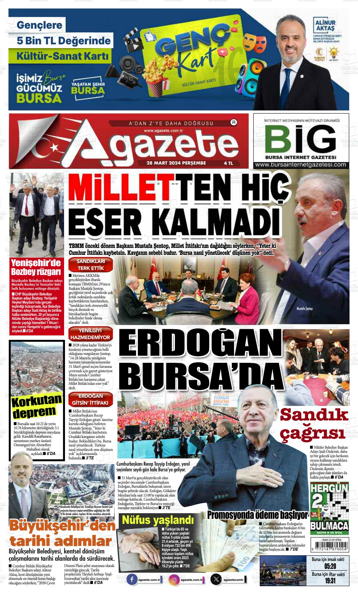 28 Mart 2024 a gazete Gazete Manşeti