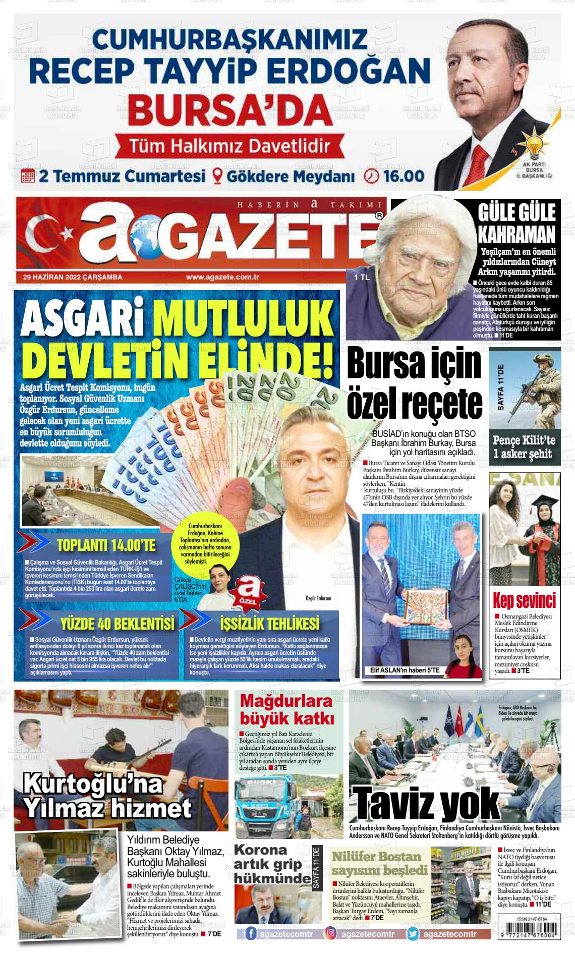 29 Haziran 2022 a gazete Gazete Manşeti