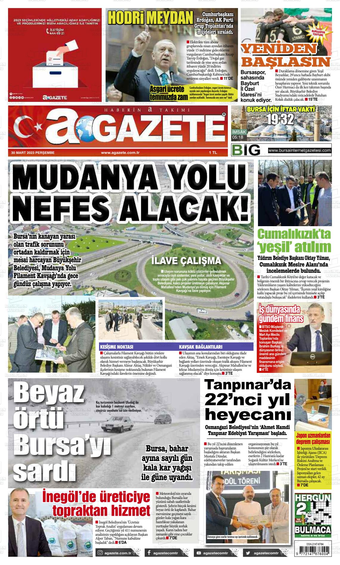 30 Mart 2023 a gazete Gazete Manşeti