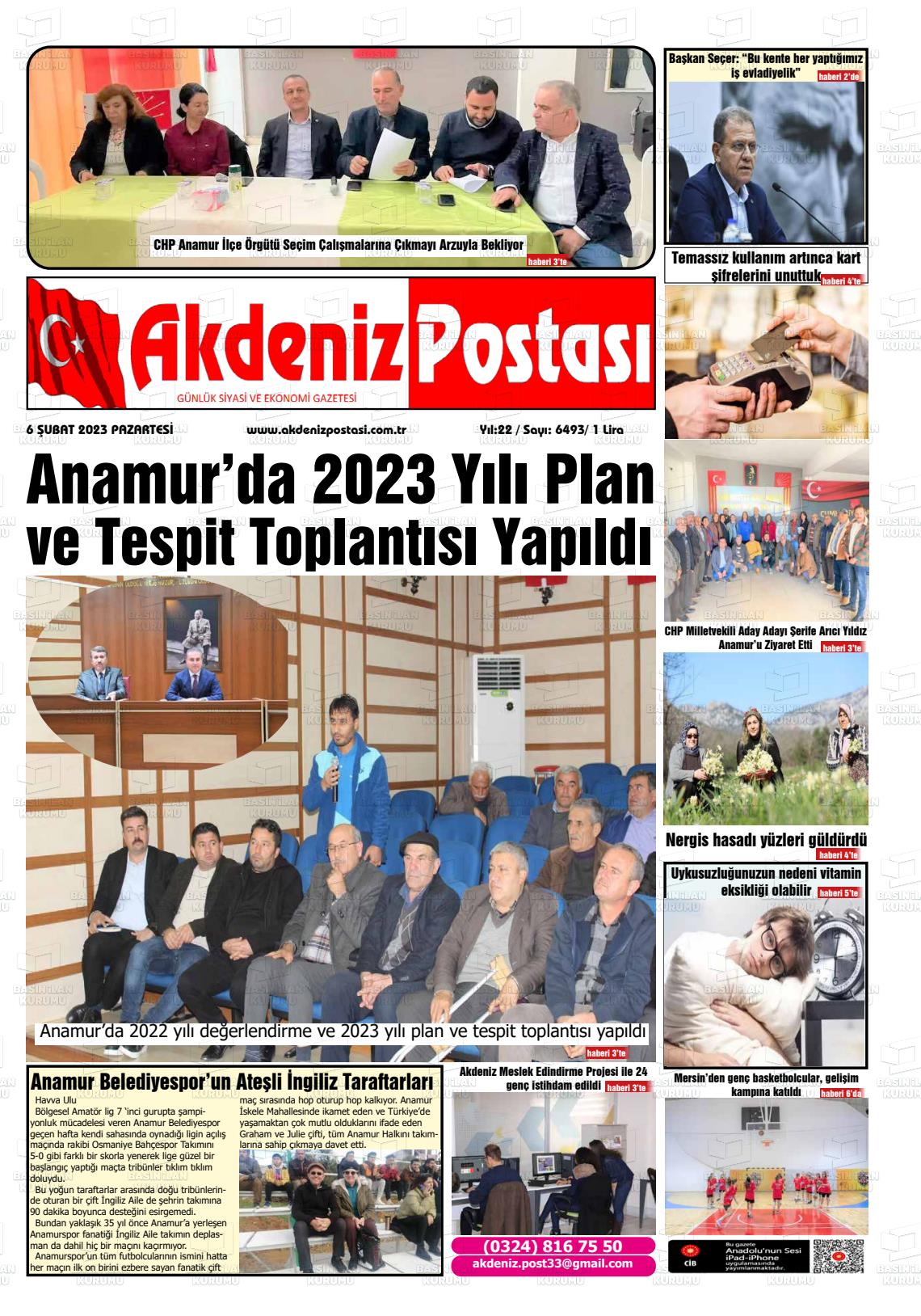 06 Şubat 2023 Akdeniz Postası Gazete Manşeti