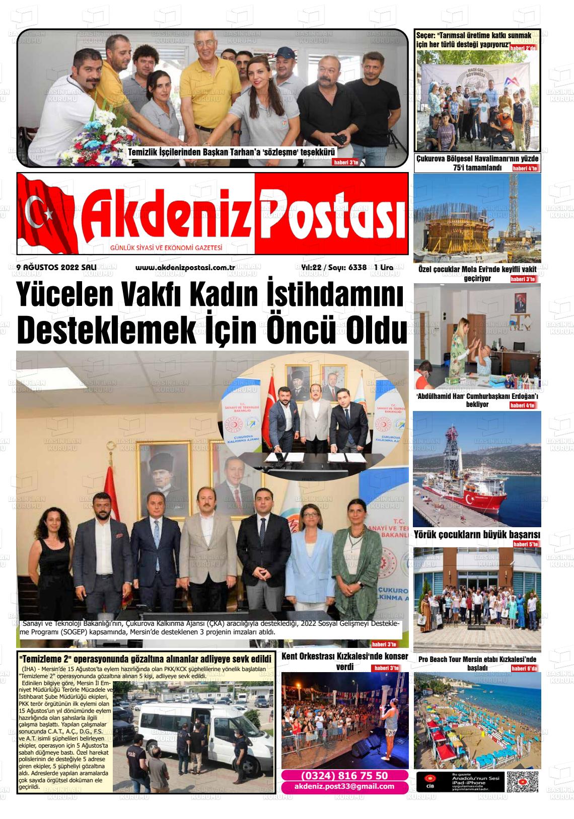 09 Ağustos 2022 Akdeniz Postası Gazete Manşeti