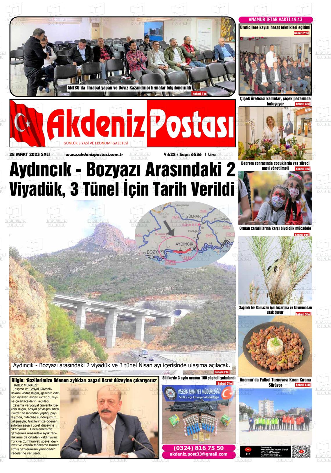 28 Mart 2023 Akdeniz Postası Gazete Manşeti