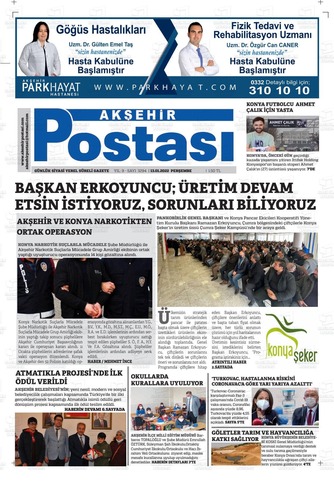 Akşehir Postasi Gazete Manşeti