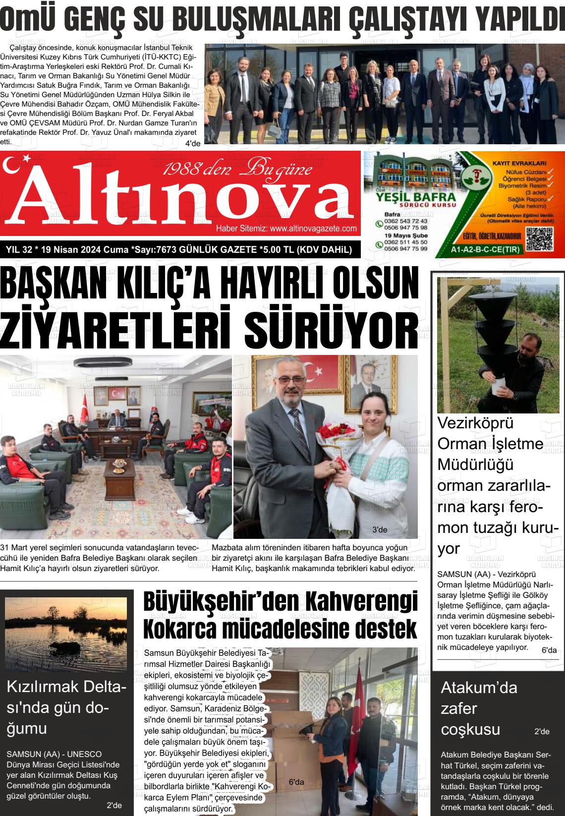 19 Nisan 2024 Altınova Gazete Manşeti