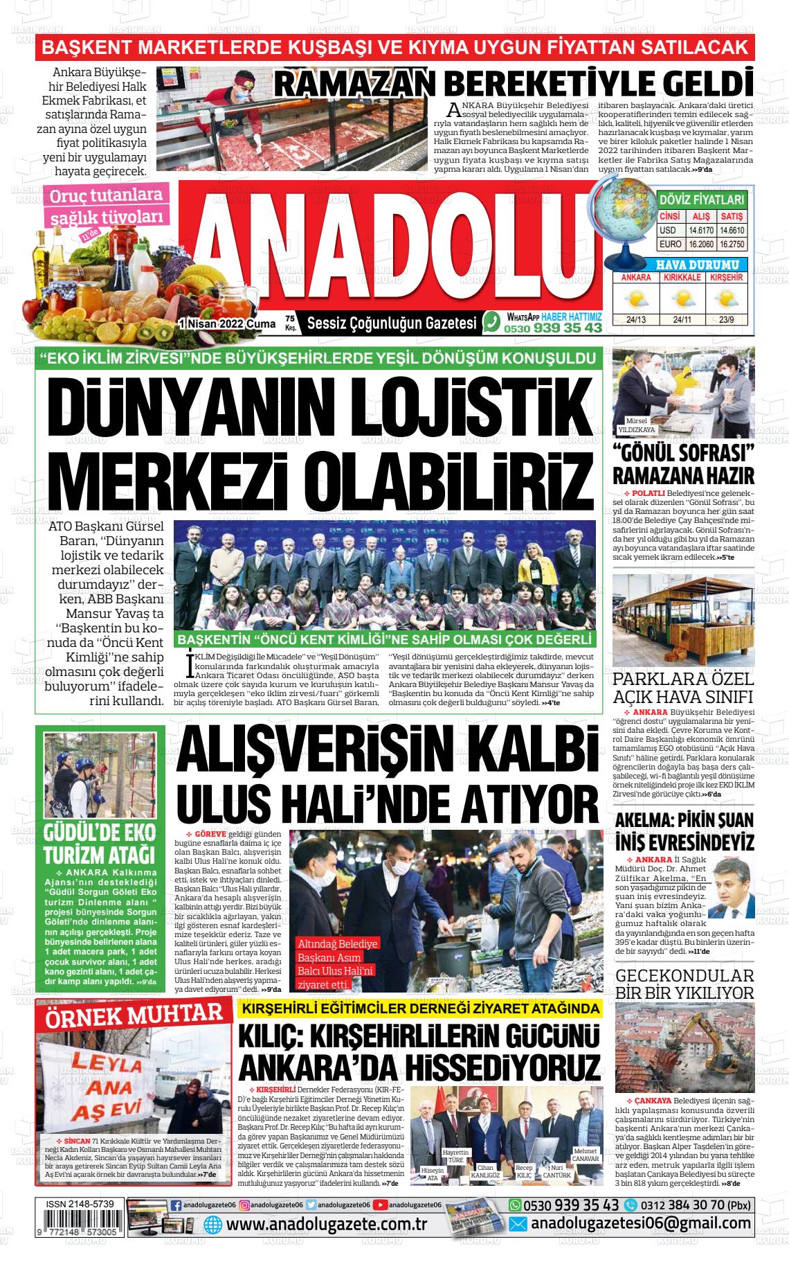 Nisan Tarihli Ankara Anadolu Gazete Man Etleri
