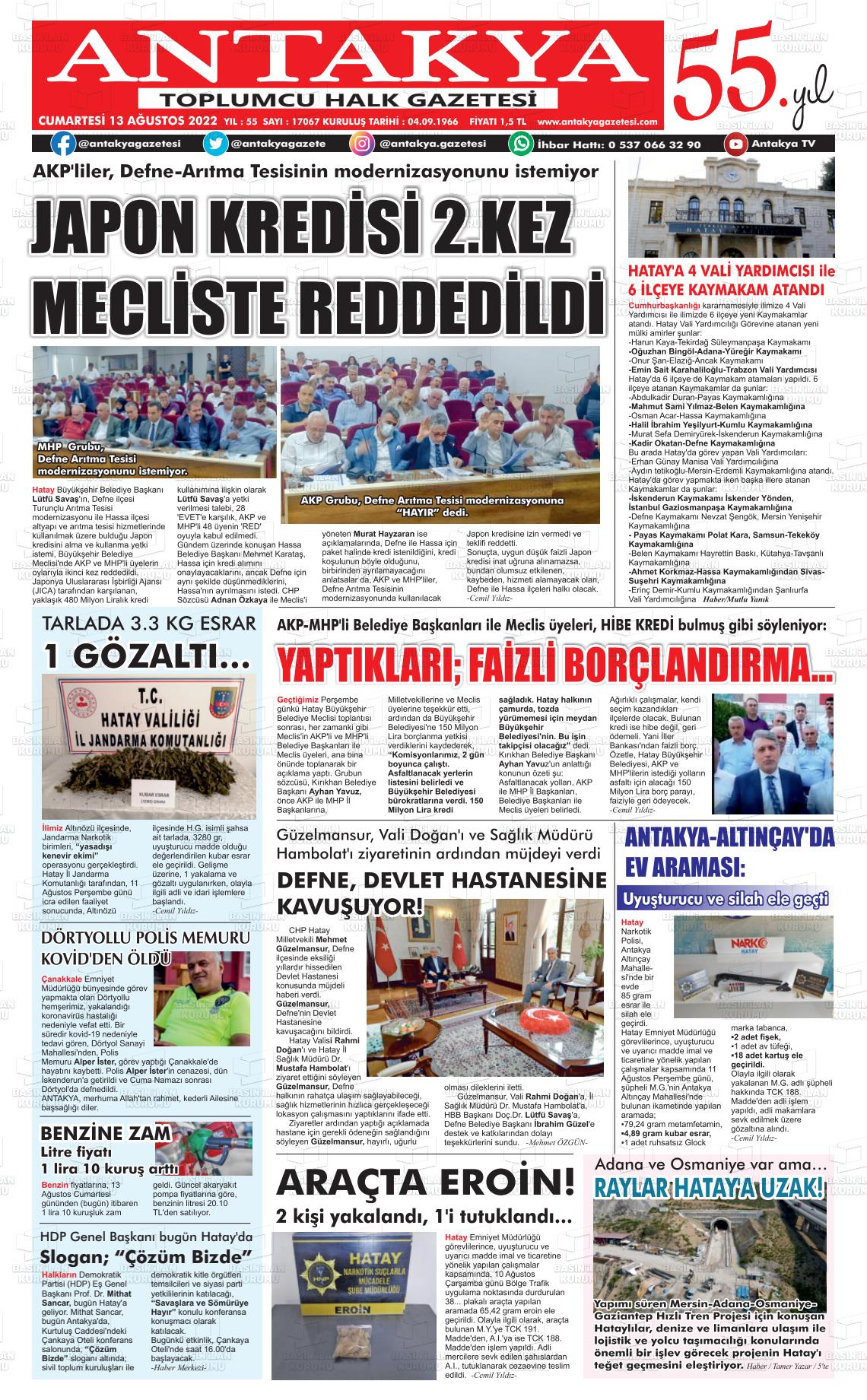 Antakya Gazete Manşeti