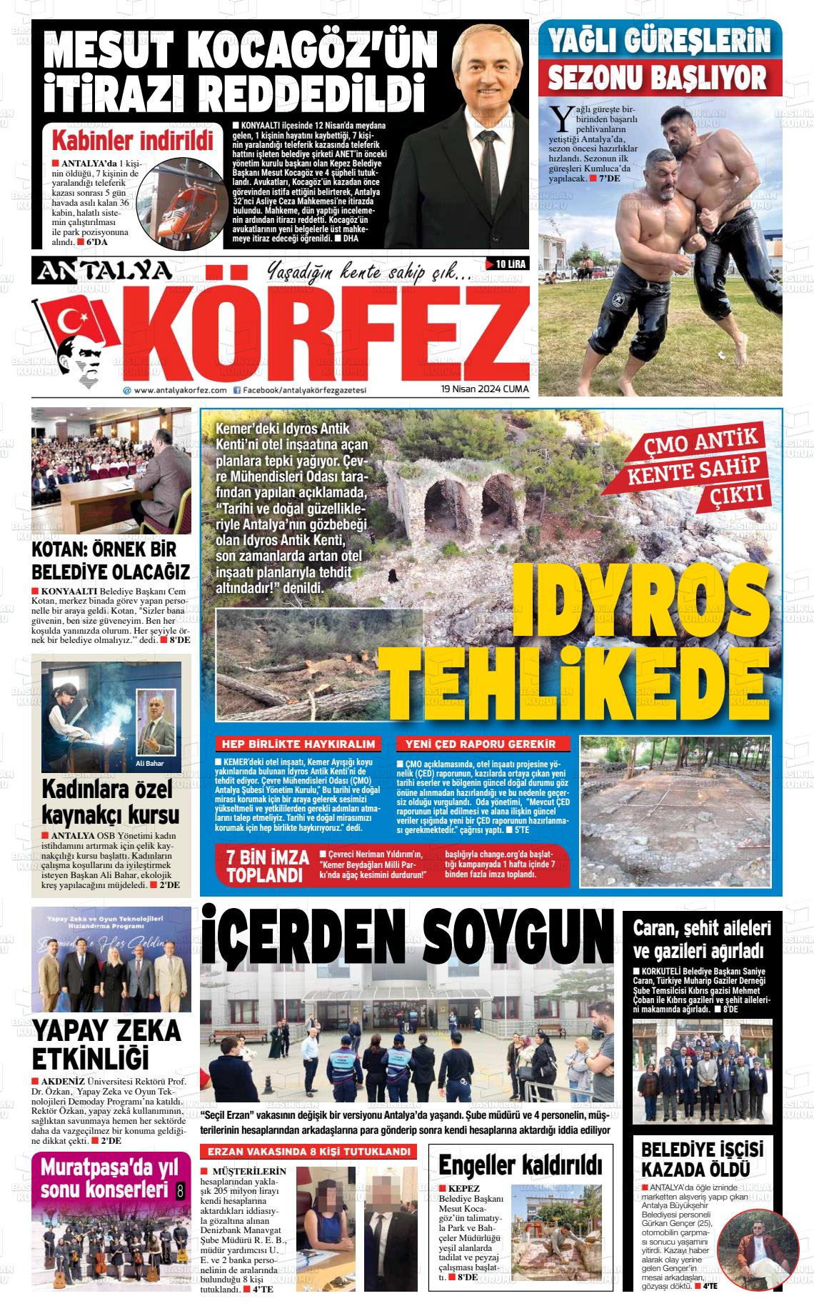 19 Nisan 2024 Antalya Körfez Gazete Manşeti