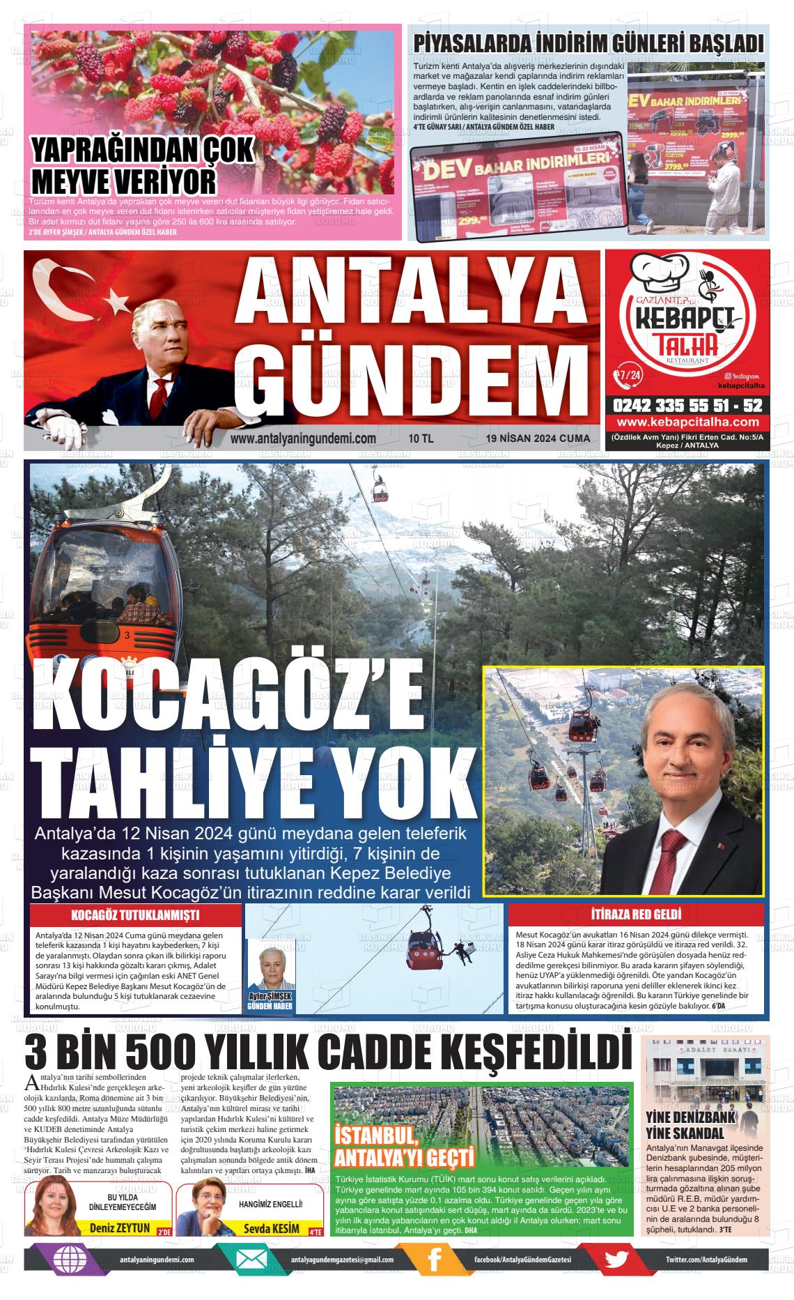20 Nisan 2024 Antalya'nın Gündemi Gazete Manşeti