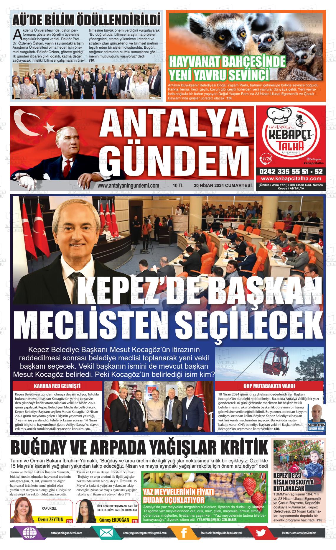 20 Nisan 2024 Antalya'nın Gündemi Gazete Manşeti