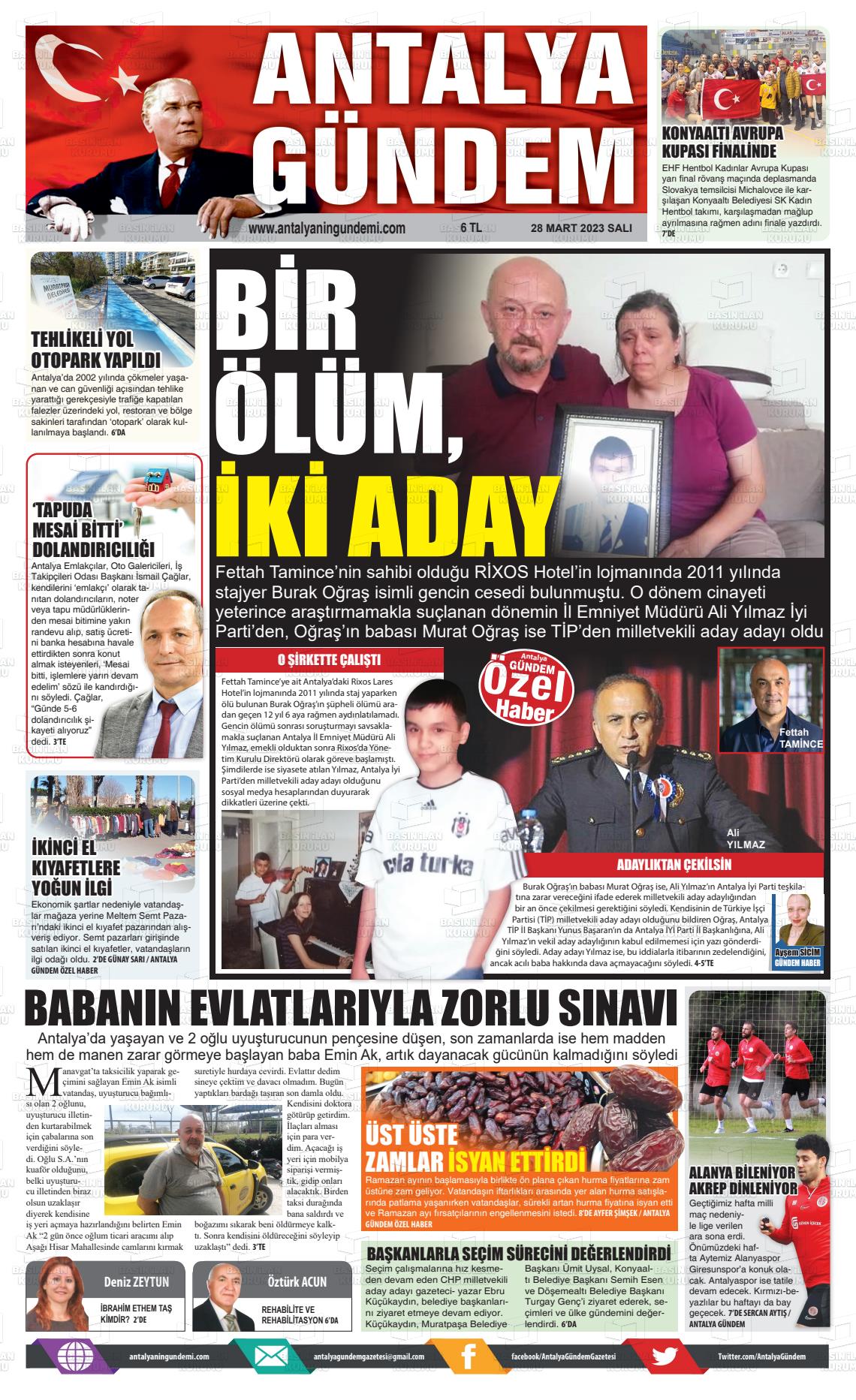 28 Mart 2023 Antalya'nın Gündemi Gazete Manşeti