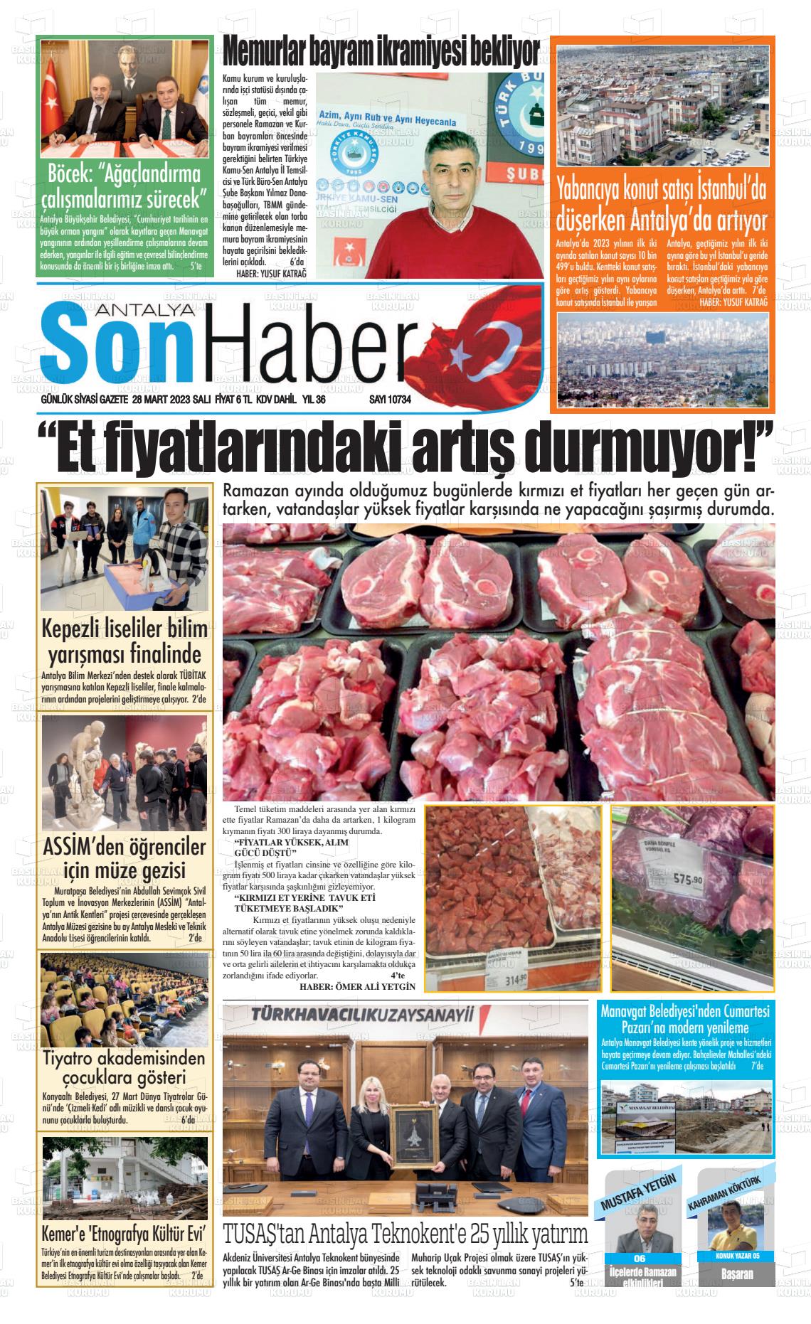 28 Mart 2023 Antalya Son Haber Gazete Manşeti