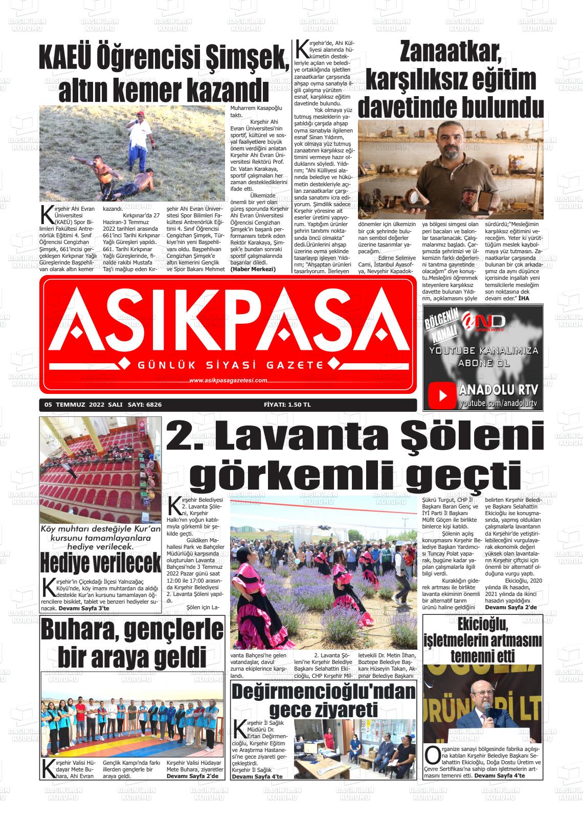 05 Temmuz 2022 Aşik Paşa Gazete Manşeti