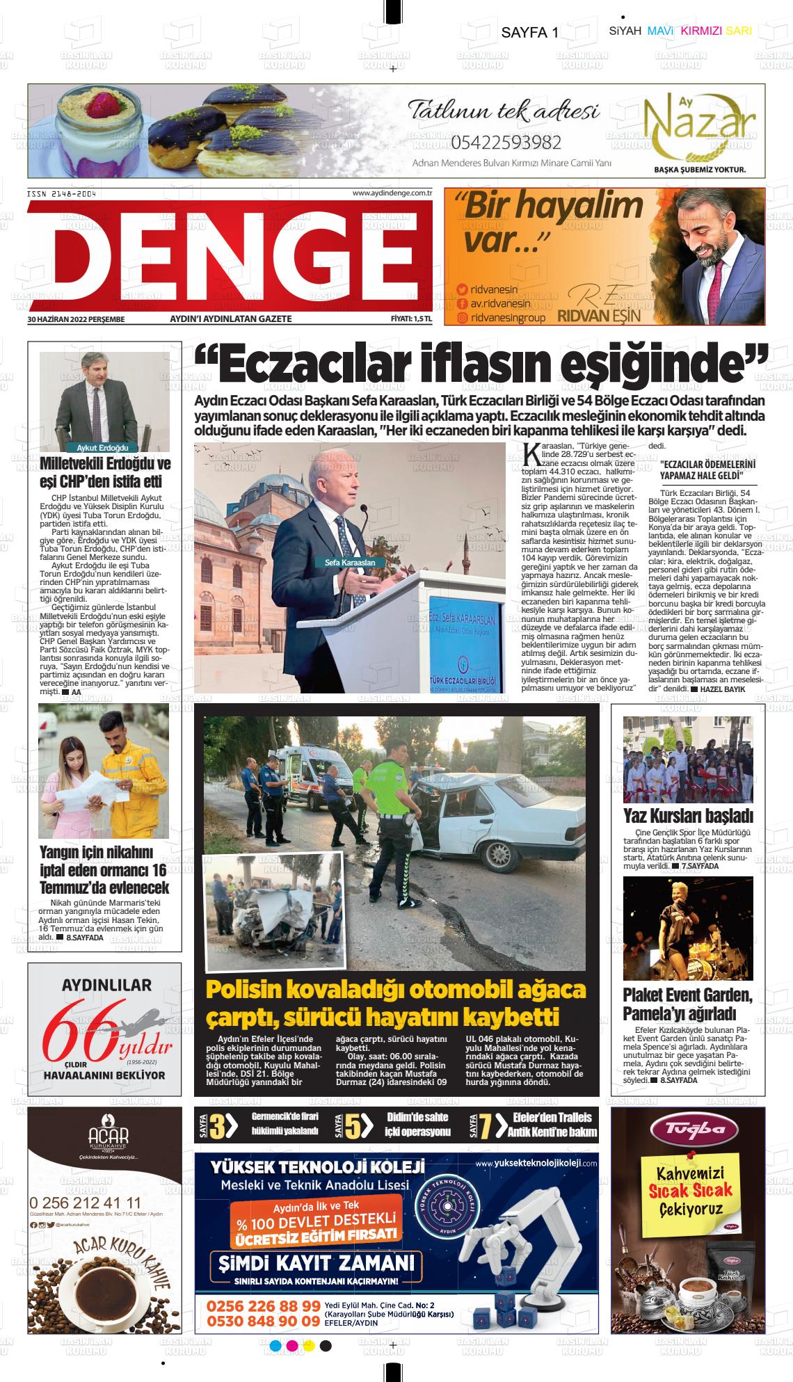 01 Temmuz 2022 Denge Gazete Manşeti