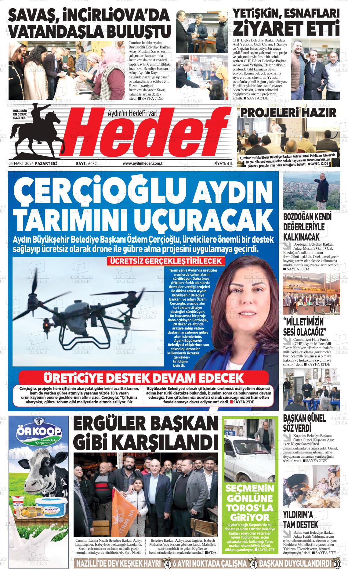 04 Mart 2024 Aydın Hedef Gazete Manşeti