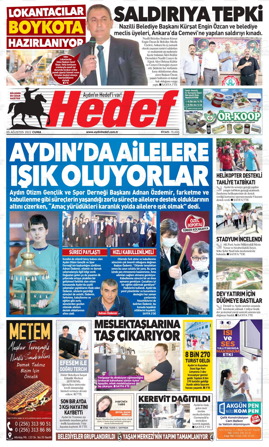 05 Ağustos 2022 Aydın Hedef Gazete Manşeti