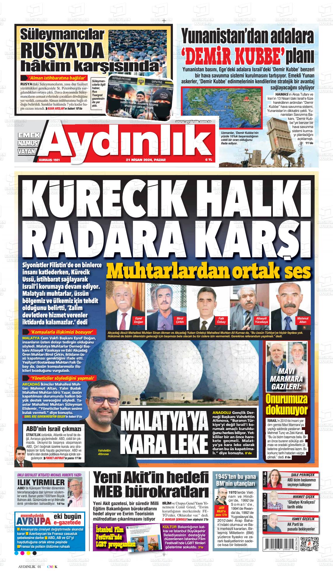 23 Mayıs 2024 Aydınlık Gazete Manşeti