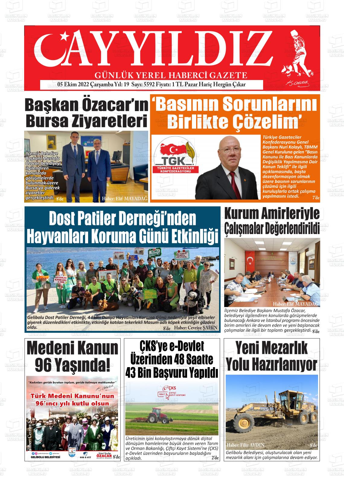 05 Ekim 2022 Ayyıldız Gazete Manşeti