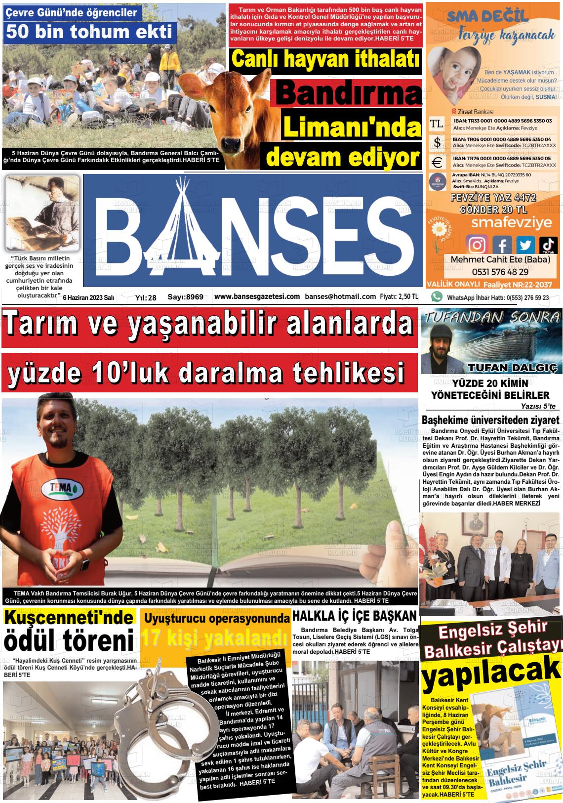06 Haziran 2023 Banses Gazete Manşeti