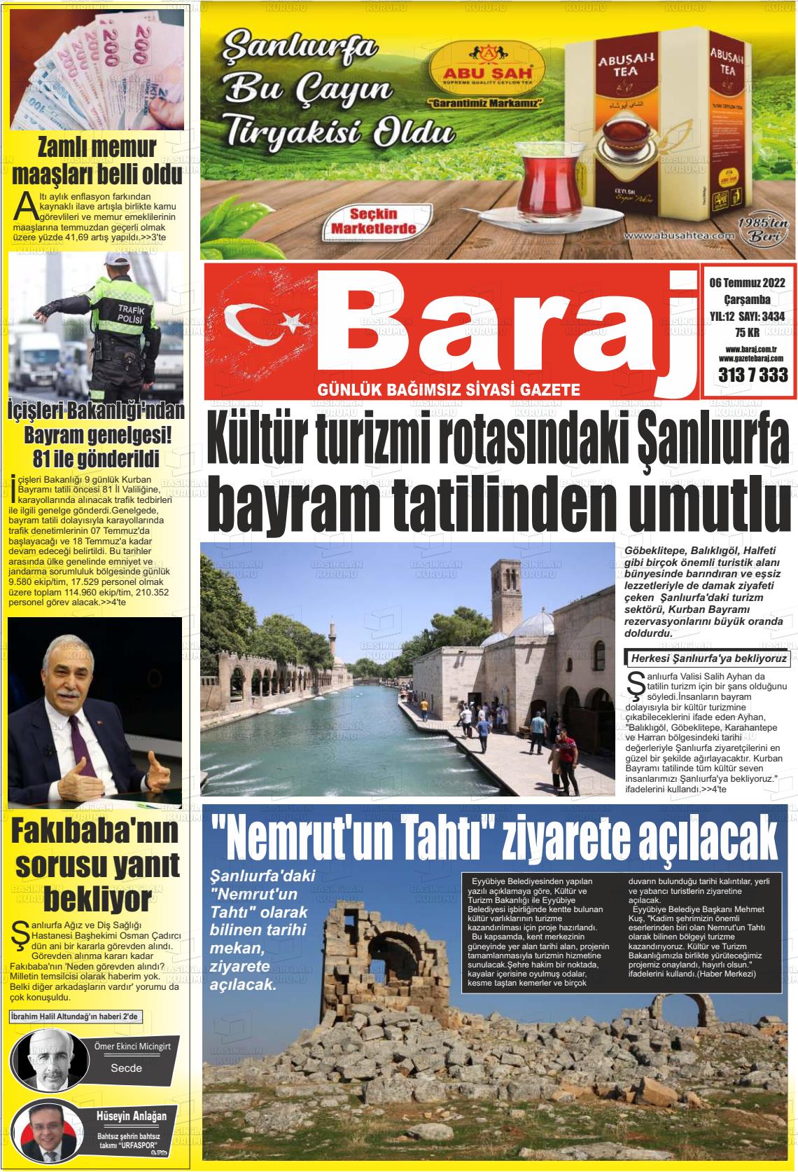 06 Temmuz 2022 Baraj Gazete Manşeti