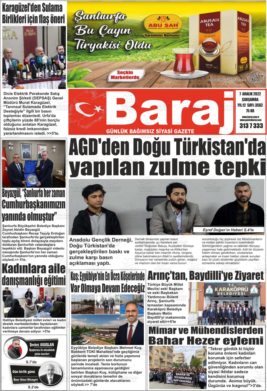 07 Aralık 2022 Baraj Gazete Manşeti
